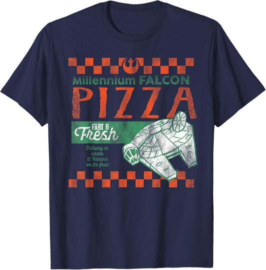 Star Wars Millennium Falcon Pizza Fast & Fresh T-Shirt - T-Shirt | Navy