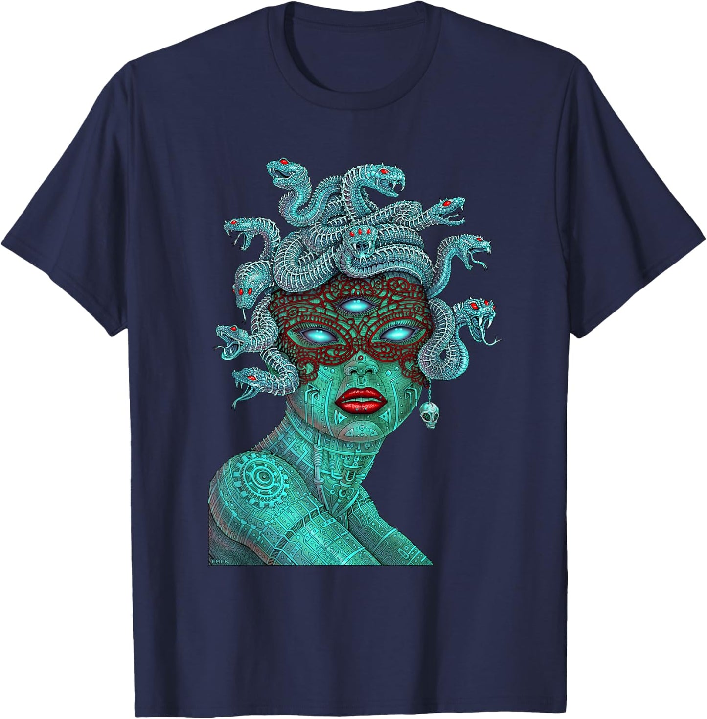 Alien Medusa - by Emek Artman T-Shirt - T-Shirt | Navy