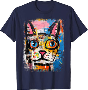 RTUZ Cat Hip Hop Y2K Vintage Retro Hipster Edgy Streetwear -Adults Black T-Shirt - T-Shirt | Navy