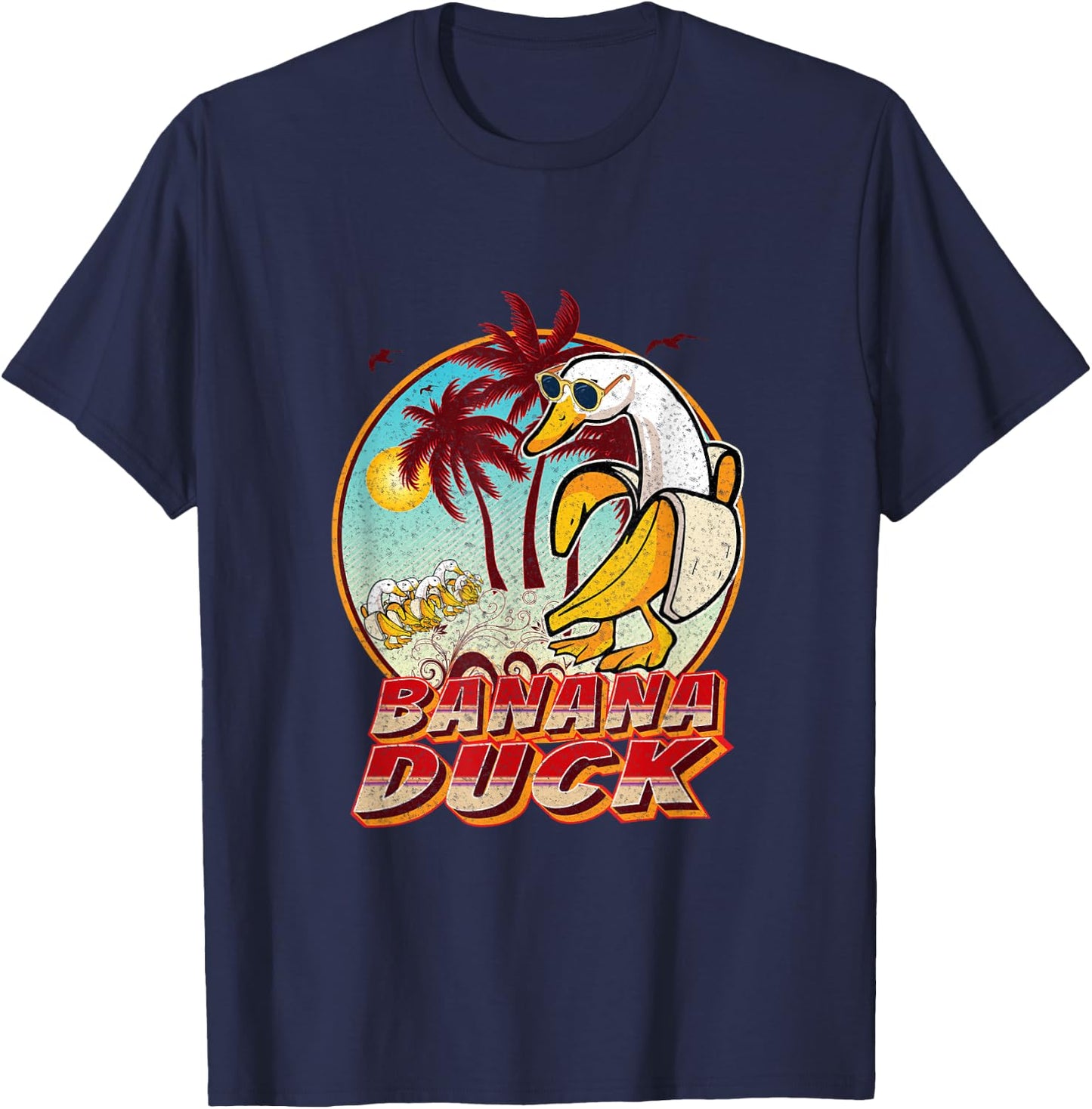 Banana Duck - - Summer Beach Vintage Retro T-Shirt - T-Shirt | Navy