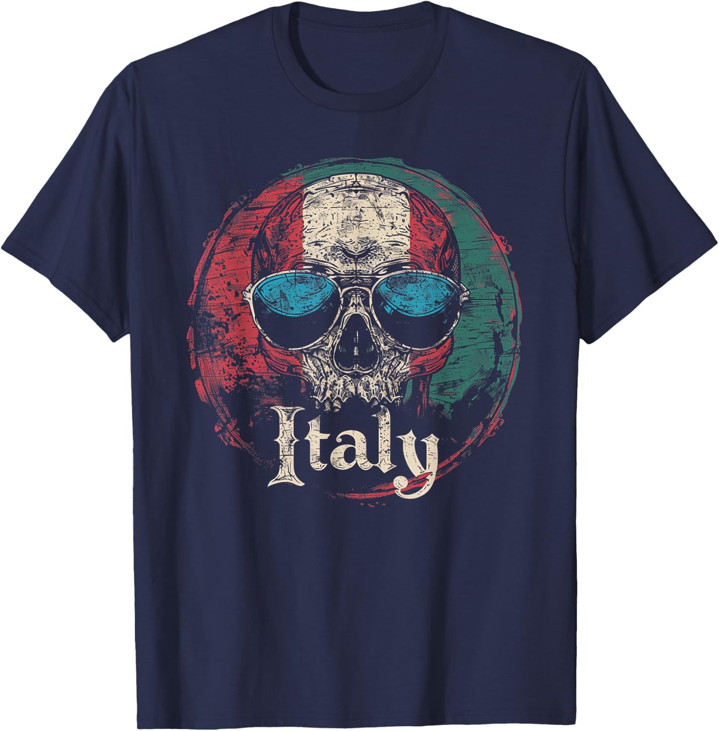Italian Italy Flag - Skull Skeleton Vintage Country Family T-Shirt - T-Shirt | Navy