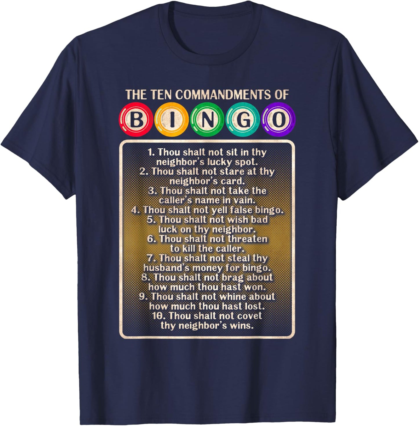 10 Commandments Of Bingo - Bingo Player T-Shirt - T-Shirt | Navy