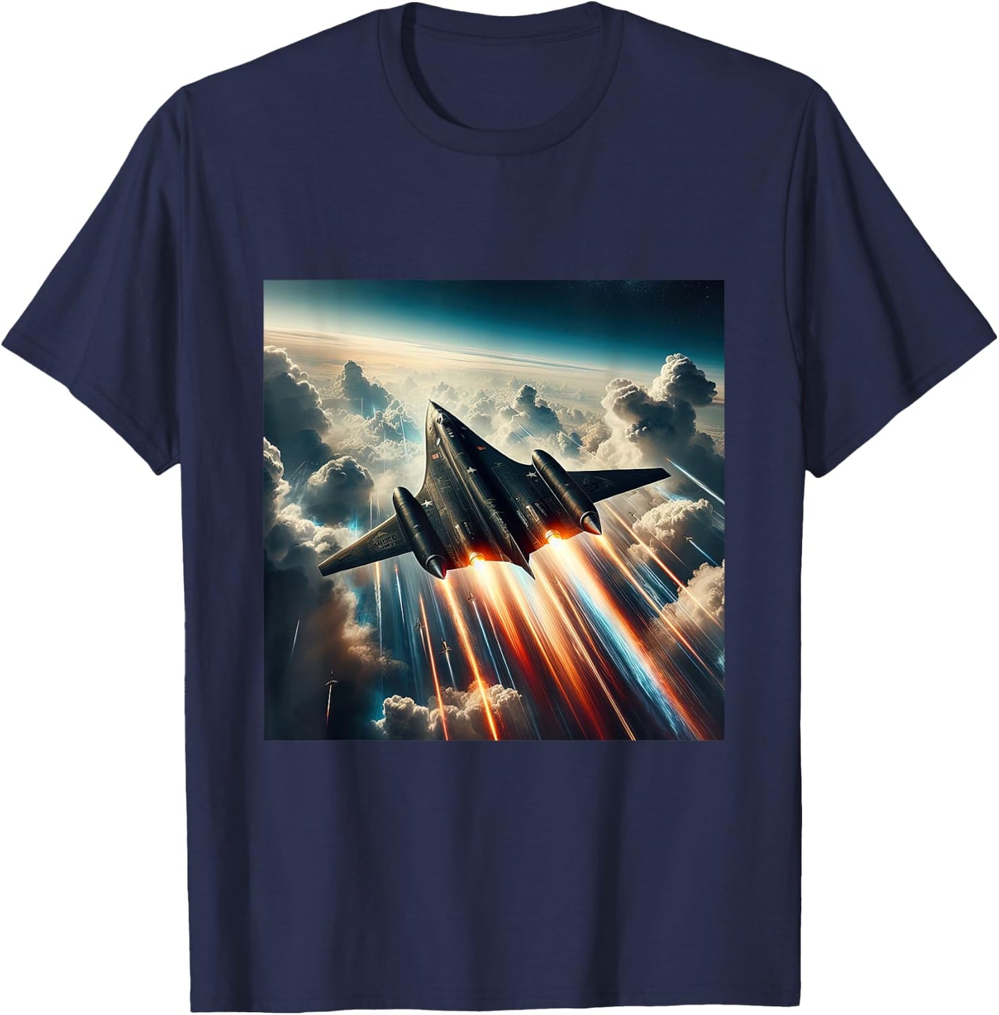 SR 71 Blackbird Fighter Jet Military Aircraft T-Shirt - T-Shirt | Navy
