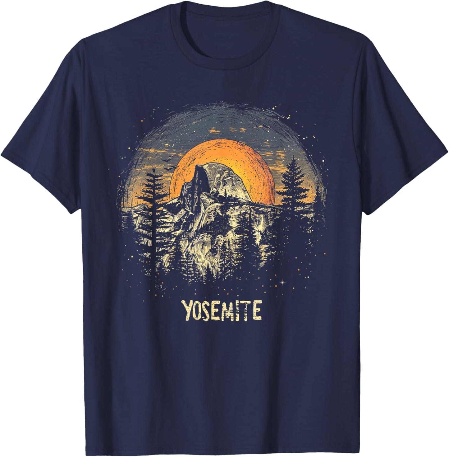 Yosemite - US National Park Vintage Men Women Kids Retro T-Shirt - T-Shirt | Navy