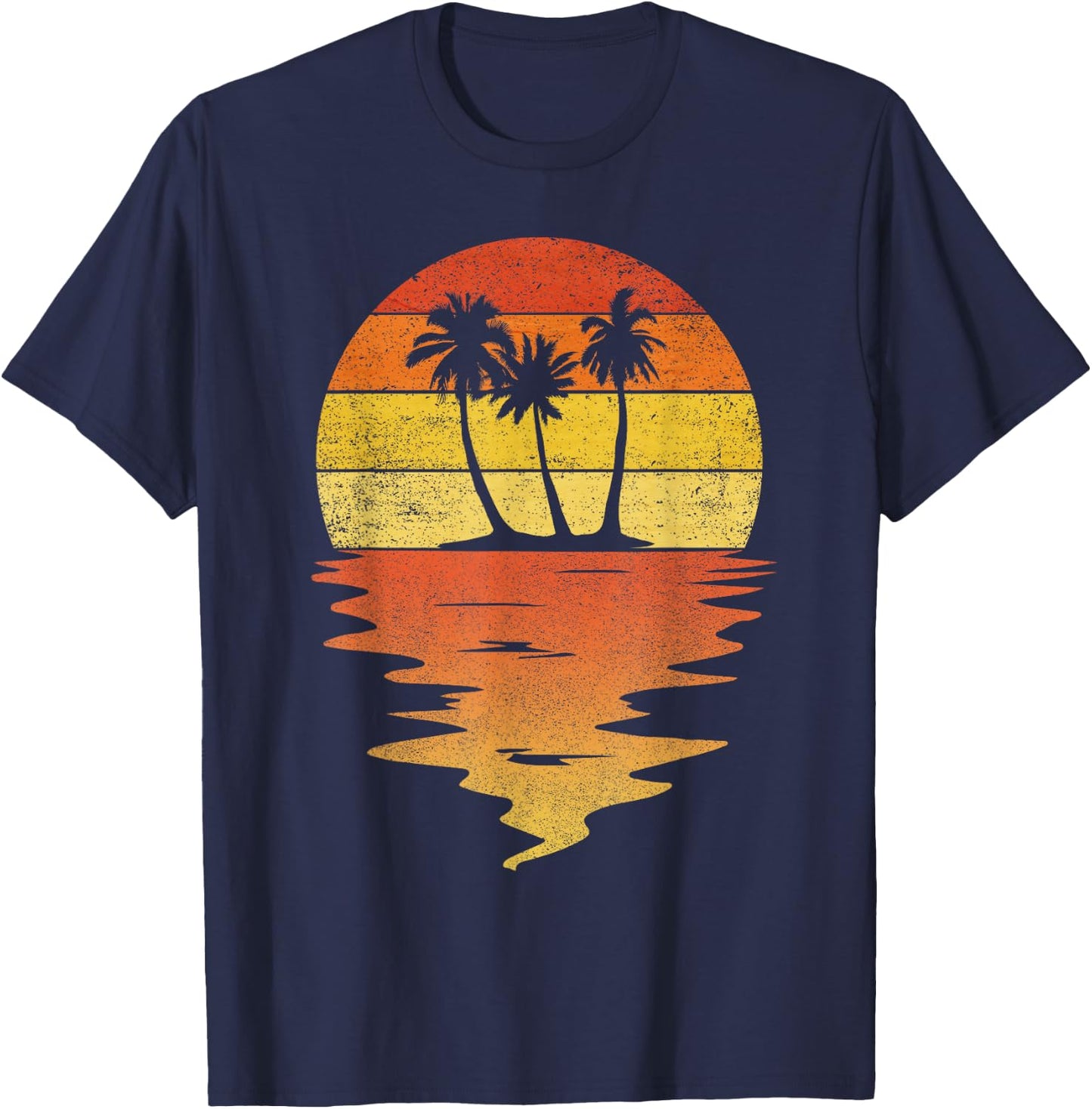 Palm Trees Shirt Retro Sunset 70s Vintage Palm Trees T-Shirt - T-Shirt | Navy