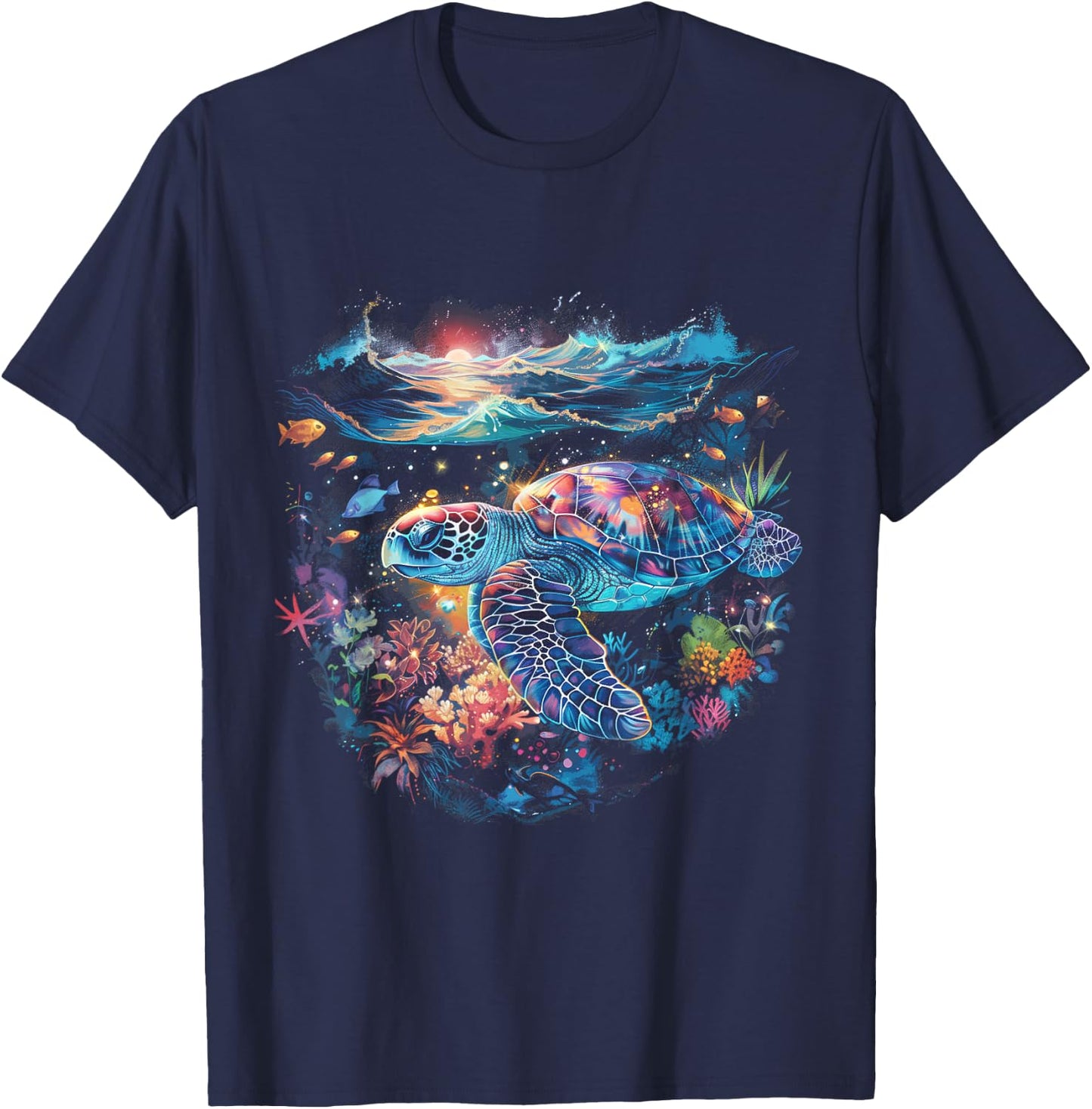 Sea Turtle Beach Lover Ocean Animal Graphic Novelty T-Shirt - T-Shirt | Navy