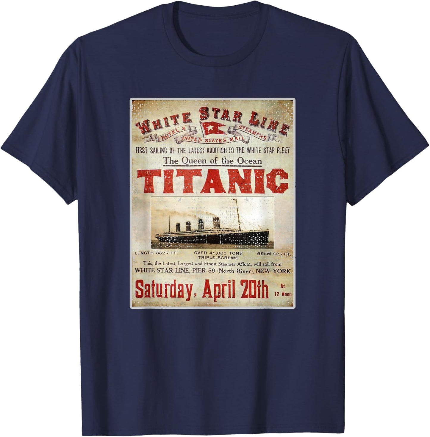 Vintage Titanic Swim Team 1912 Gifts Swimming Cruise Lovers T-Shirt - T-Shirt | Navy
