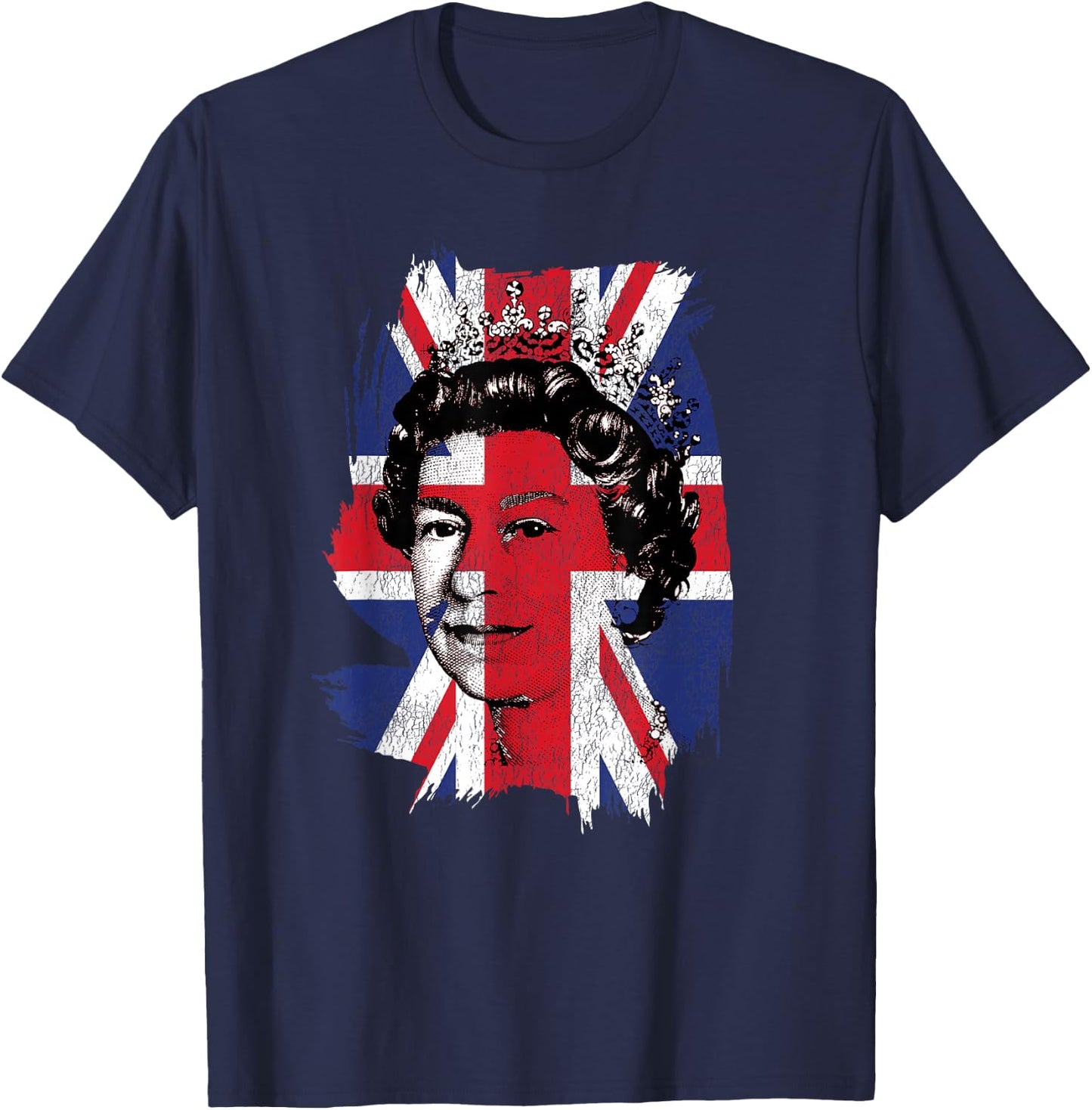 Elizabeth Queen of England Union Jack Flag Queen of England T-Shirt - T-Shirt | Navy
