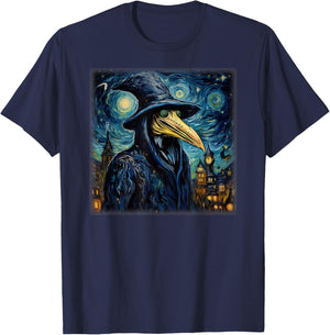Funny Plague Doctor Starry Night Van Gogh leeches medical T-Shirt - T-Shirt | Navy