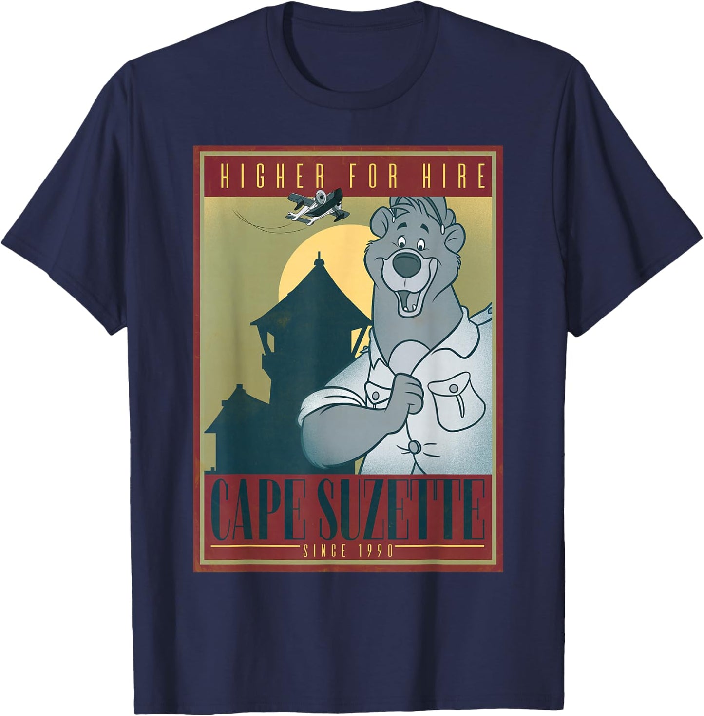 Disney TaleSpin Baloo Higher For Hire Poster T-Shirt - T-Shirt | Navy