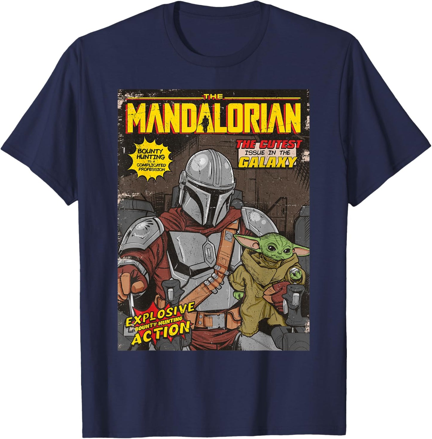 Star Wars The Mandalorian Comic Cover T-Shirt - T-Shirt | Navy