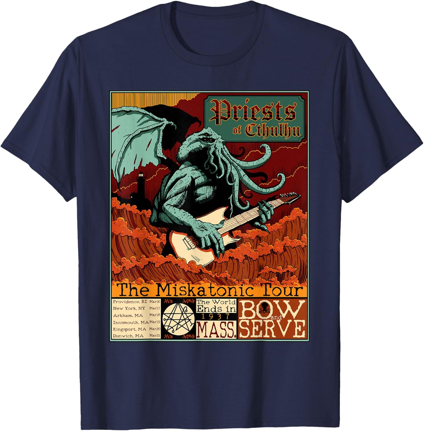 Miskatonic Cthulhu Great Rock Cosmic Horror Metal Concert T-Shirt - T-Shirt | Navy