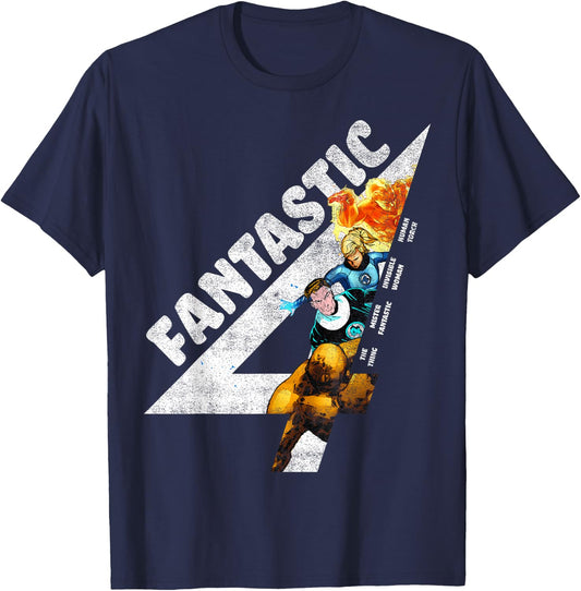 Marvel Fantastic Four Group Shot Logo Fill T-Shirt - T-Shirt | Navy