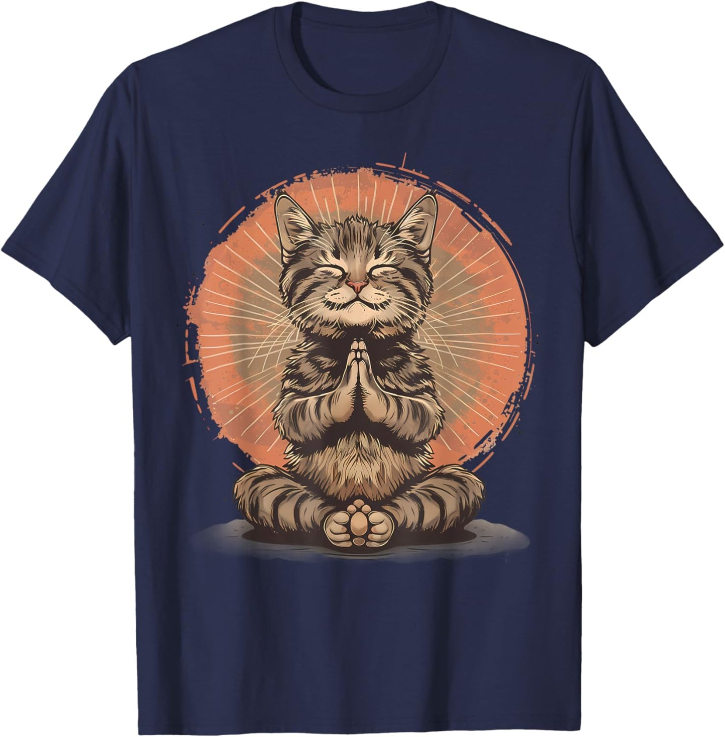 Cat Meditation Zen Buddha Hindu Buddhist Spirituality T-Shirt - T-Shirt | Navy