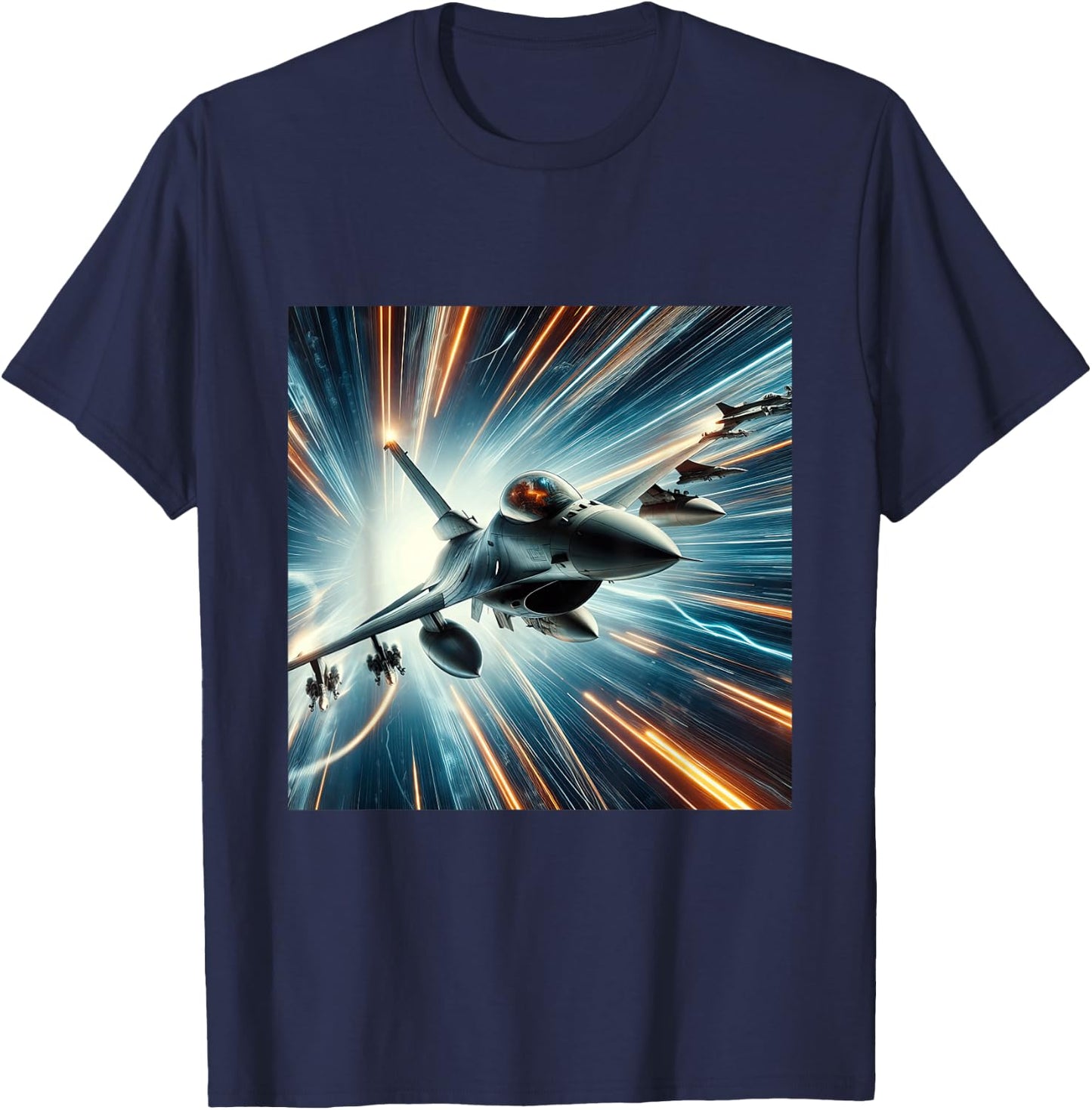F-16 Fighting Falcon Fighter Jet Military Aircraft T-Shirt - T-Shirt | Navy