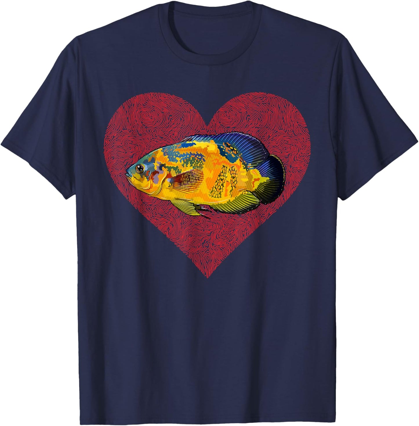Oscars Valentines Day Fish Love Fingerprint T-Shirt - T-Shirt | Navy