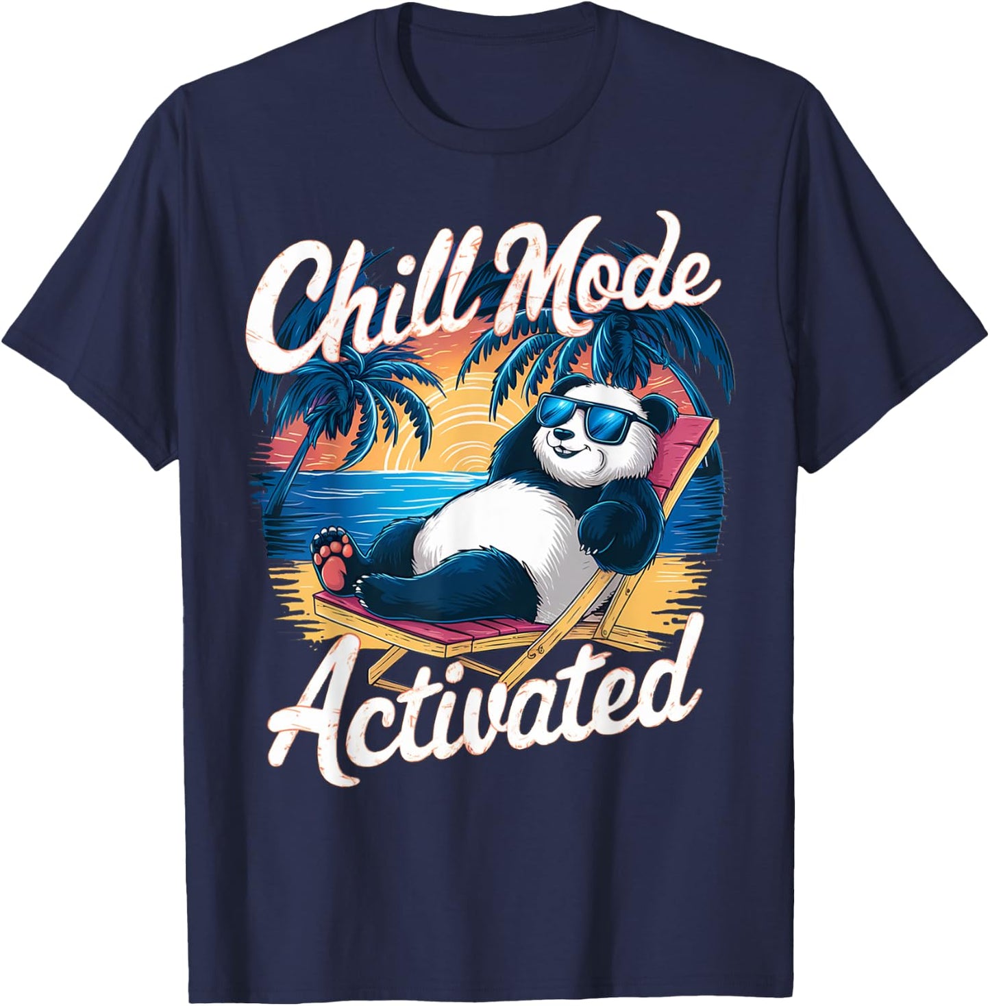Panda Wearing Sunglass Chill Mode Activated, Summer Women Kids T-Shirt - T-Shirt | Navy