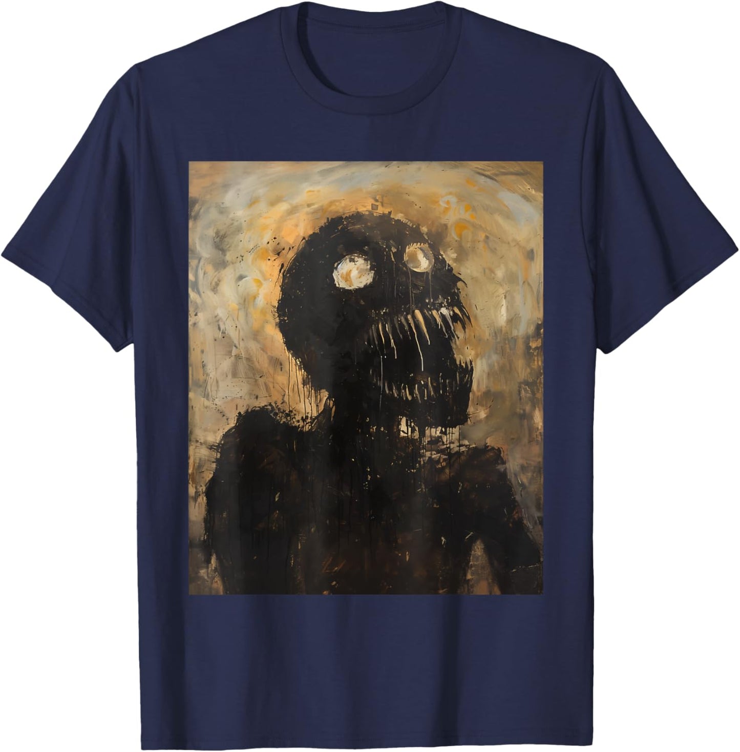 Horror Monster Art Evil Demon Skeleton Goth Zombie Creature T-Shirt - T-Shirt | Navy