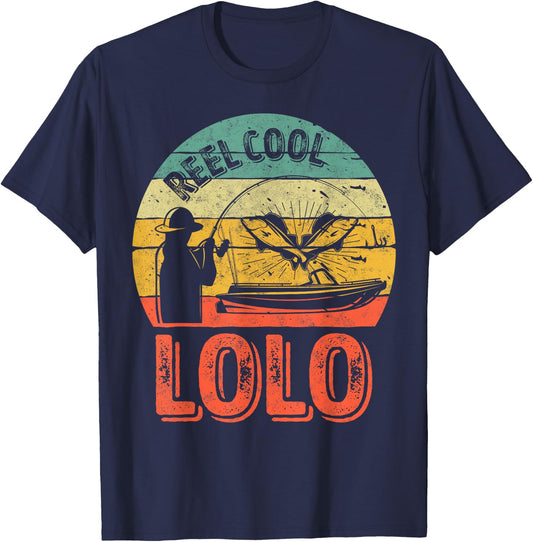 Reel Cool Lolo Shirt Fisherman Christmas Gift Father's Day T-Shirt - T-Shirt | Navy