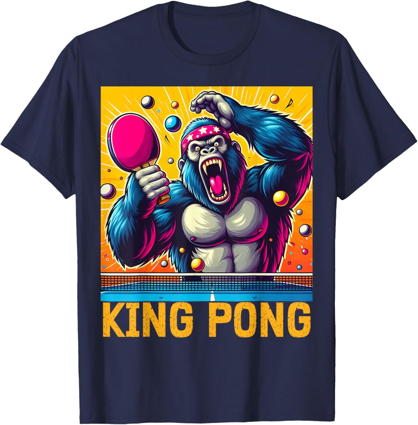 Vintage King Pong - Ping Pong Table Tennis Player Champion T-Shirt - T-Shirt | Navy