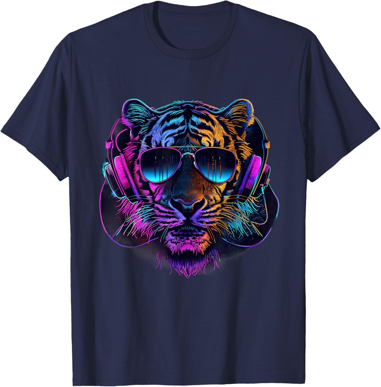 DJ Tiger House Music Headphones Music Producer Beatmaker T-Shirt - T-Shirt | Navy