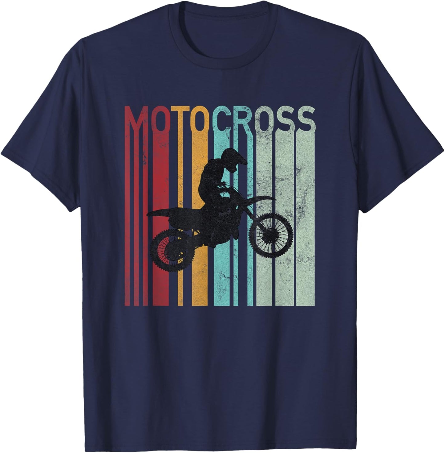Vintage Motocross Dirt Bike Retro Supercross Motorcycle T-Shirt - T-Shirt | Navy