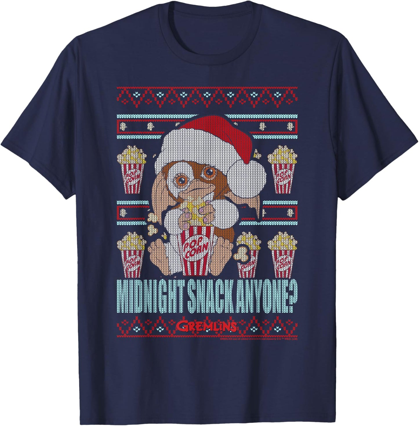 Gremlins Christmas Midnight Snack Anyone Ugly Sweater T-Shirt - T-Shirt | Navy