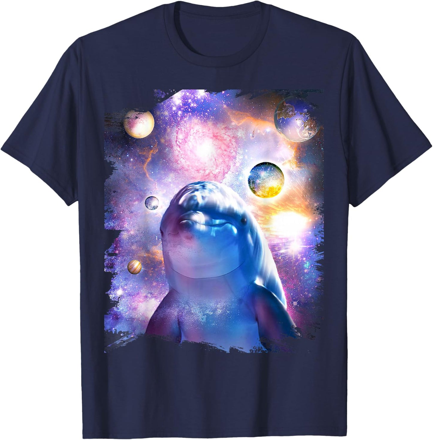 Galaxy Dolphin - Dolphins in Space T-Shirt - T-Shirt | Navy