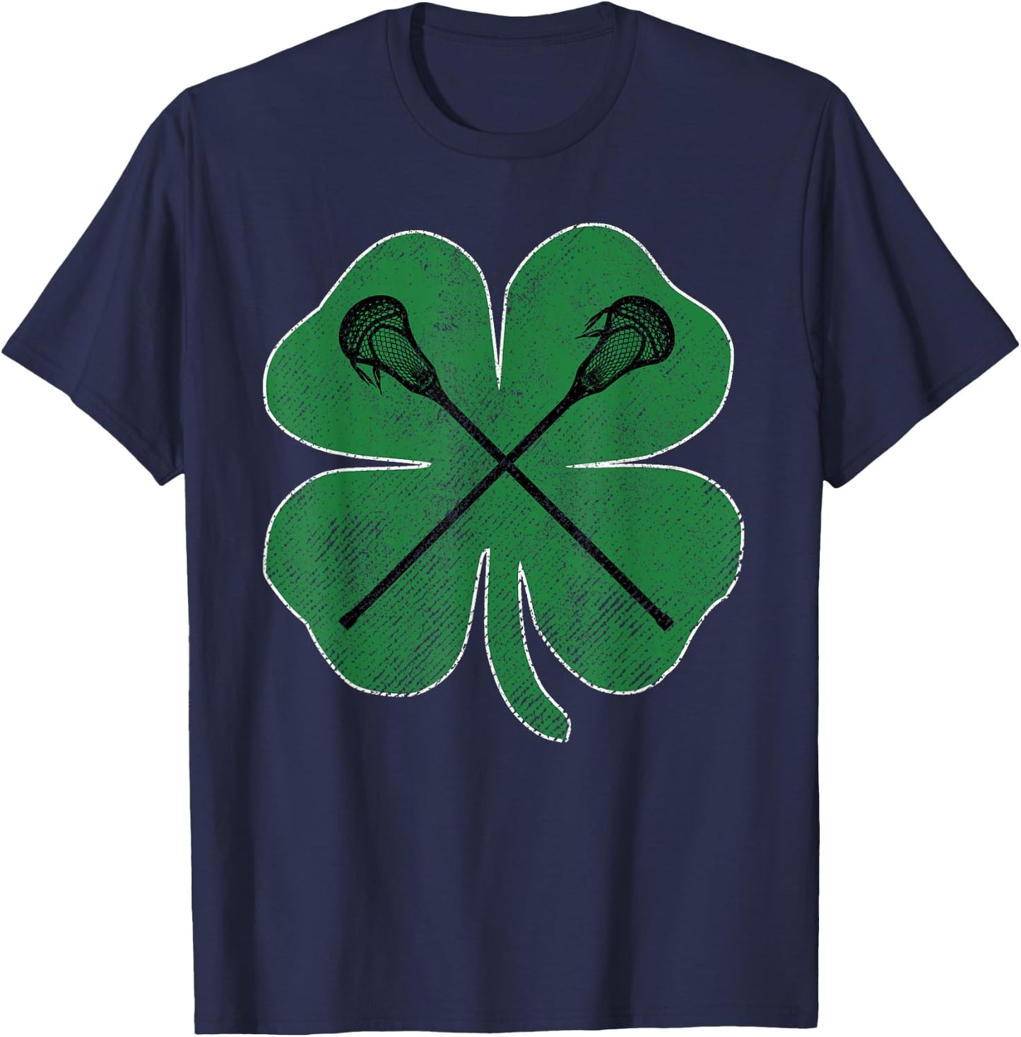 St Patrick's Day Green Shamrock Lacrosse Irish Men Boys T-Shirt - T-Shirt | Navy