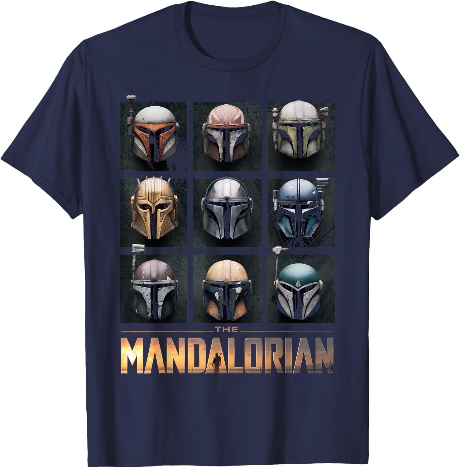 Star Wars The Mandalorian Helmet Box Up T-Shirt - T-Shirt | Navy