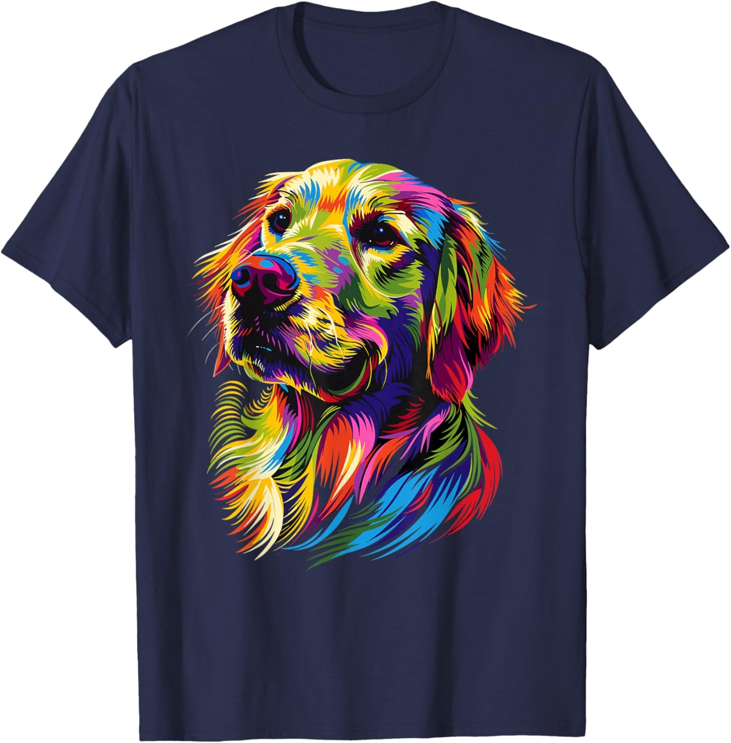 Golden Retriever Dog Colorful Pop Art Rainbow Colors Dogs T-Shirt - T-Shirt | Navy