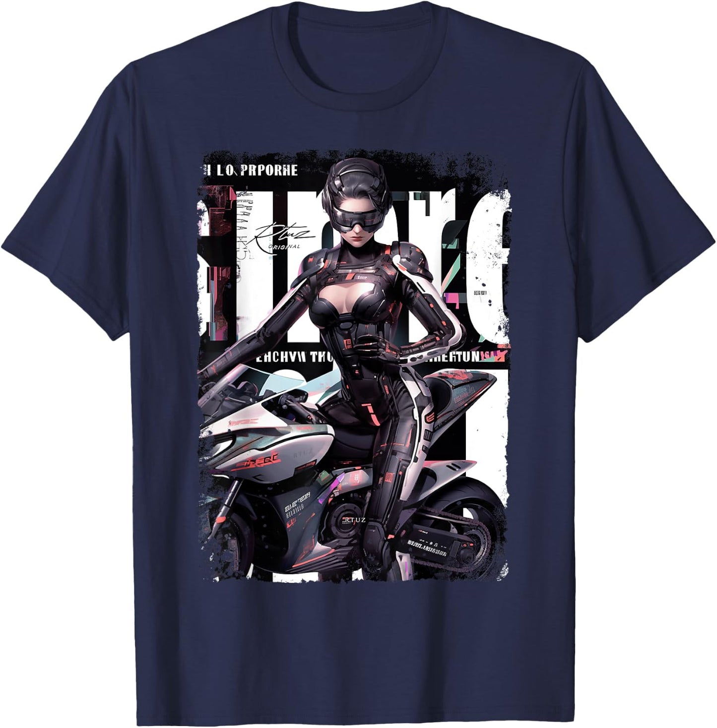 Supersport bike Superbike Pin-up girl racing motorcycle T-Shirt - T-Shirt | Navy