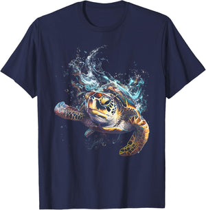 Sea Turtle Beach Lover Ocean Animal Graphic Novelty T-Shirt - T-Shirt | Navy