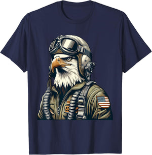 Bald Eagle Pilot Fighter Aviator T-Shirt - T-Shirt | Navy