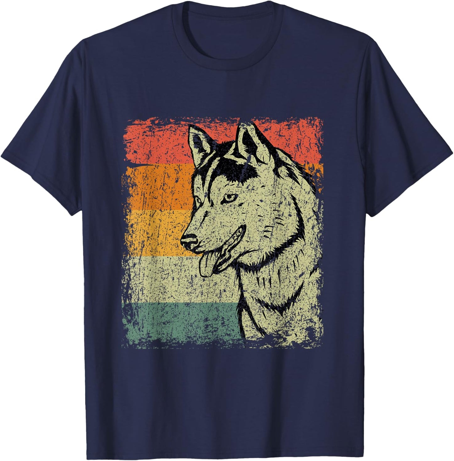 Retro Siberian Husky Dog Gift Vintage Husky T-Shirt - T-Shirt | Navy