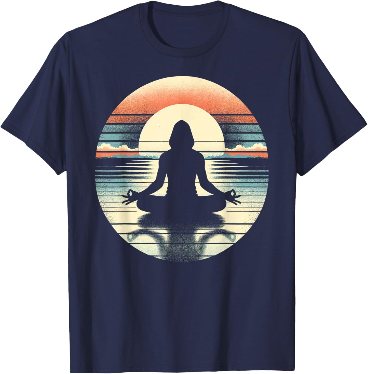 Tranquil Sunrise Yoga Pose Silhouette T-Shirt - T-Shirt | Navy