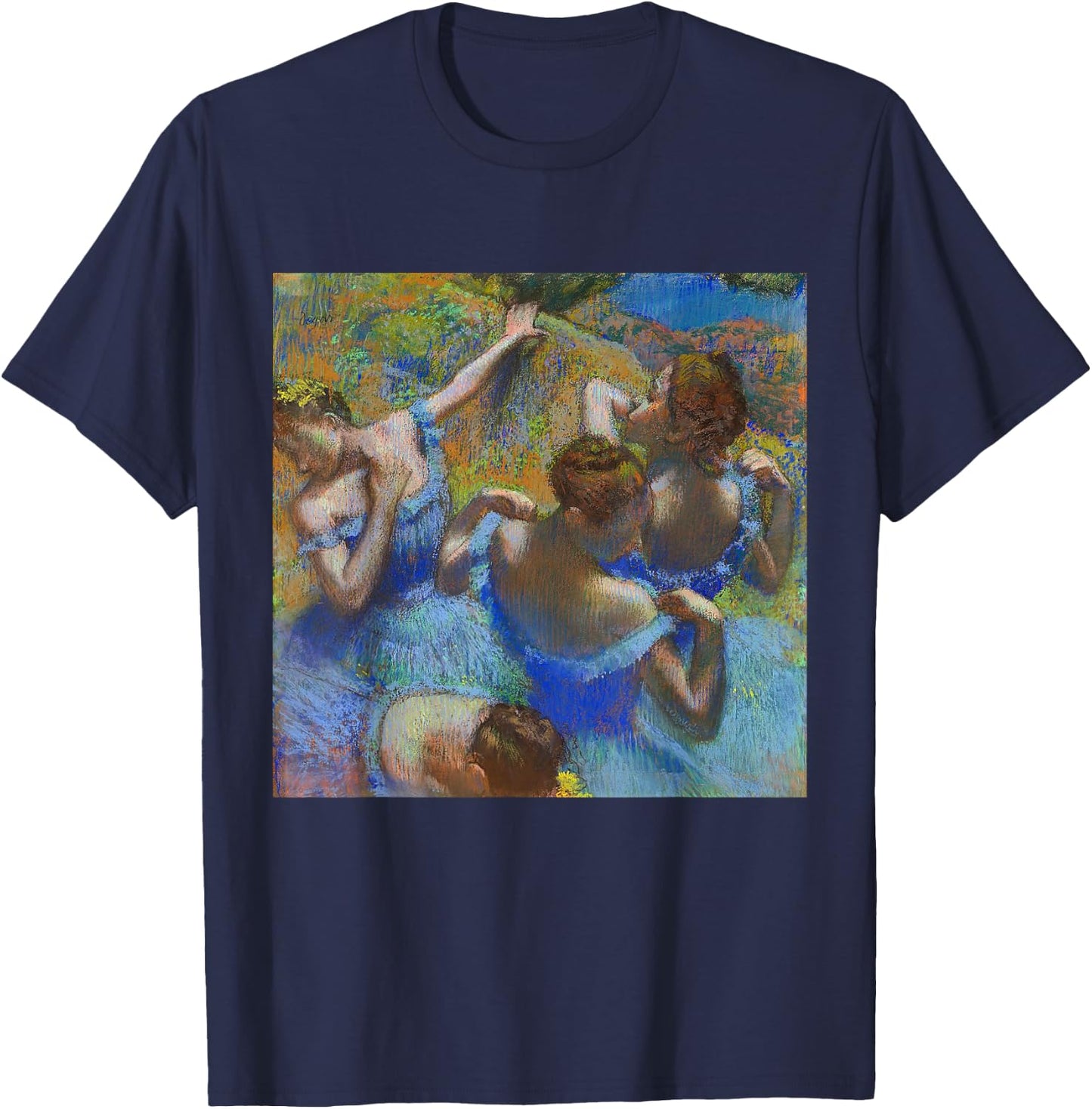 Edgar Degas Ballerina's in Blue | Ballet Impressionism Art T-Shirt - T-Shirt | Navy