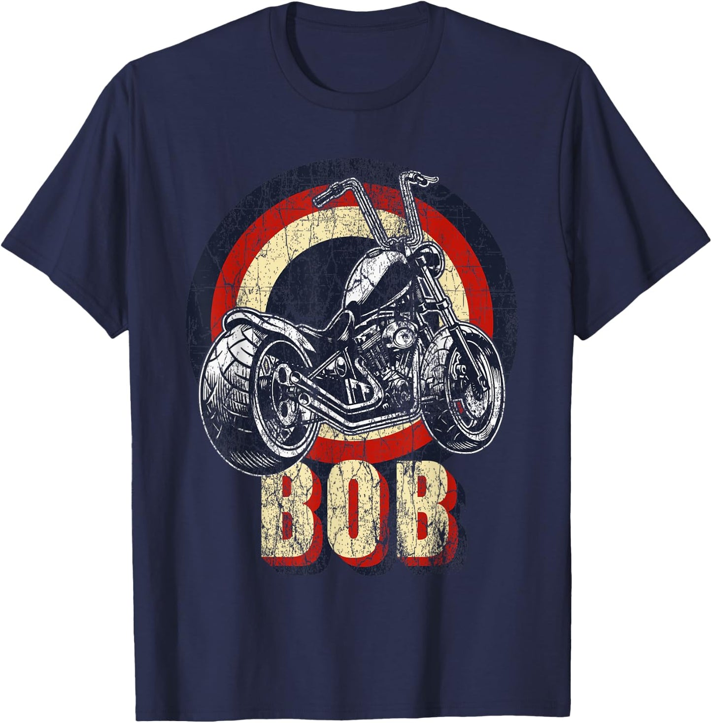 Bob the Bobber Customized Chop Motorcycle Bikers Vintage T-Shirt - T-Shirt | Navy