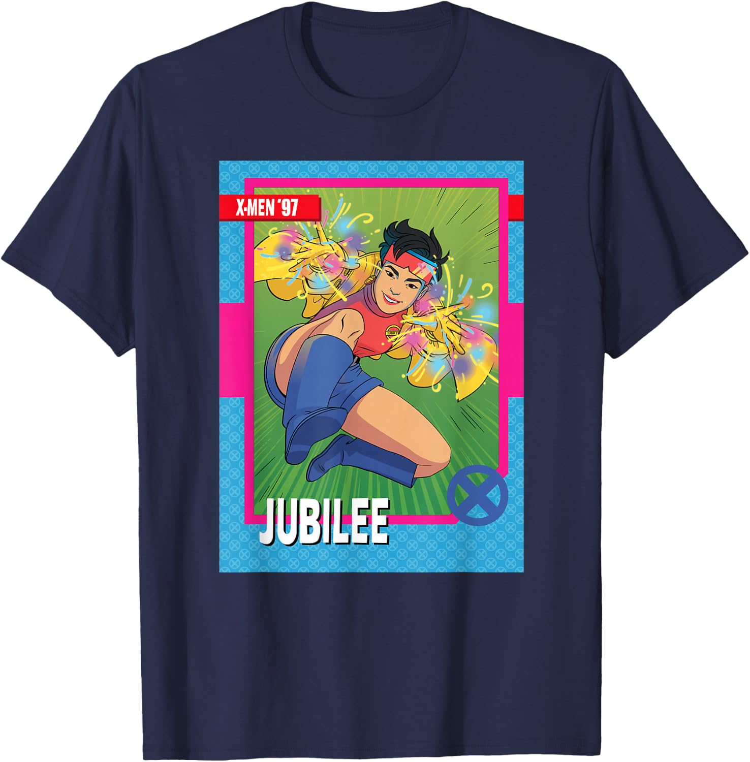 Marvel Studios X-Men '97 Jubilee Retro Trading Card T-Shirt - T-Shirt | Navy