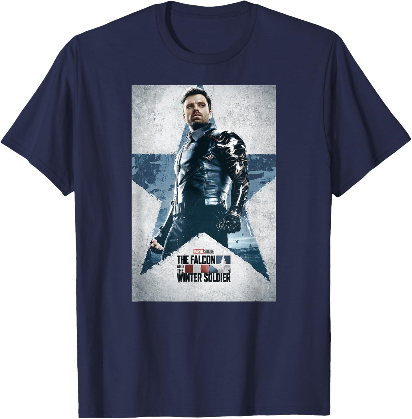 Marvel The Falcon and The Winter Soldier Bucky Barnes Poster T-Shirt - T-Shirt | Navy