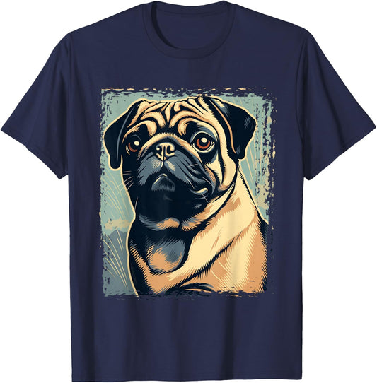 Pug Shirt Funny Pug Owner Watercolor Pug Lover Funny T-Shirt - T-Shirt | Navy