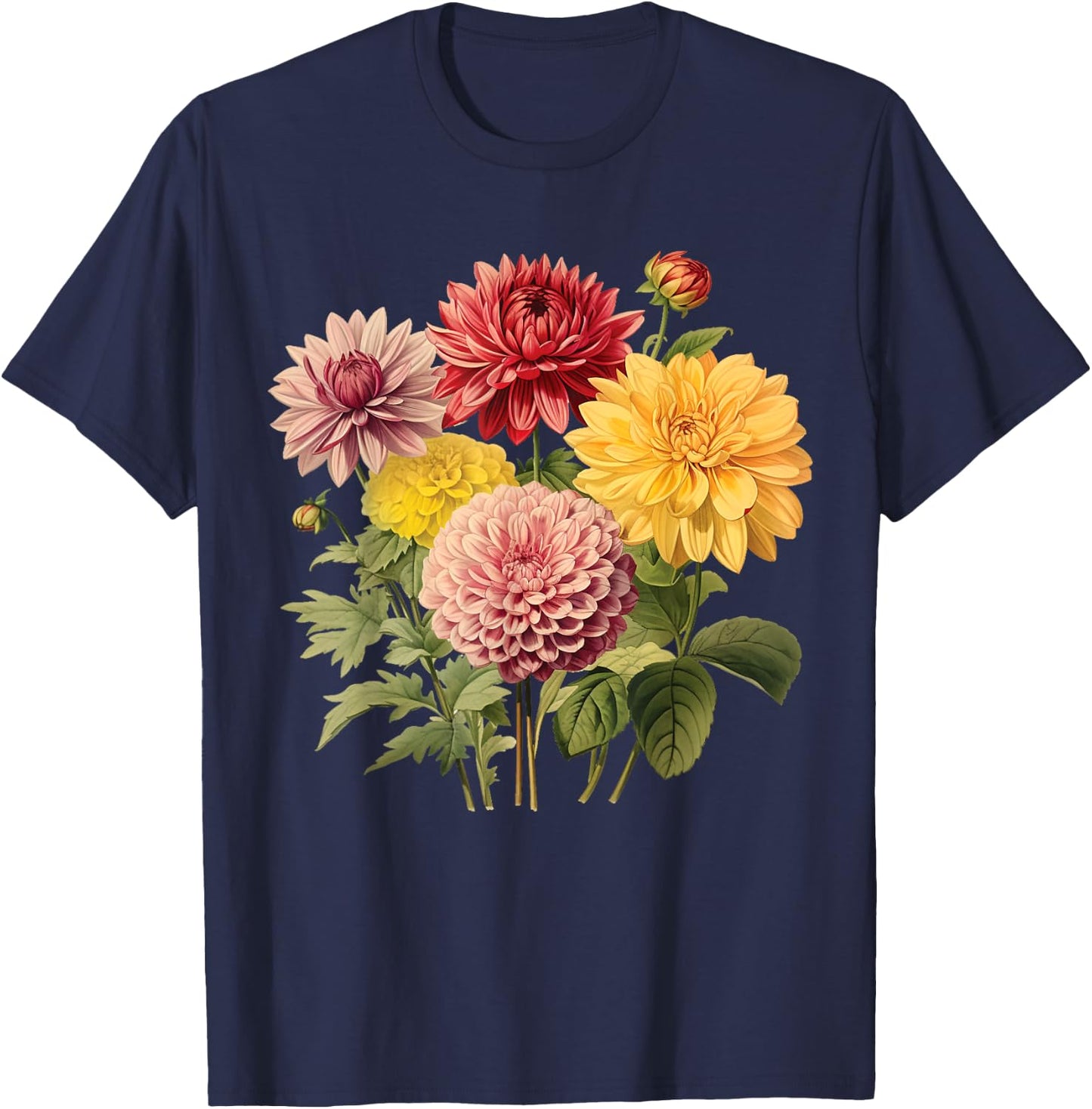 Dahlias T-Shirt - T-Shirt | Navy