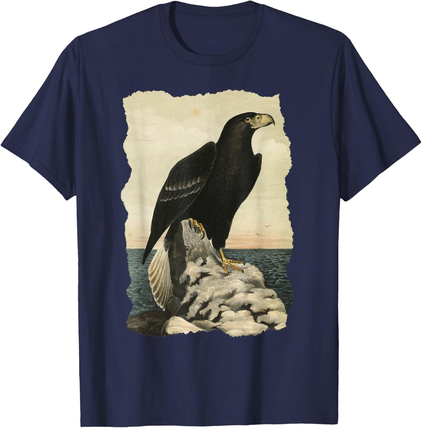 Northen Steller's Sea Eagle - Bird of Prey - Raptor Seascape T-Shirt - T-Shirt | Navy