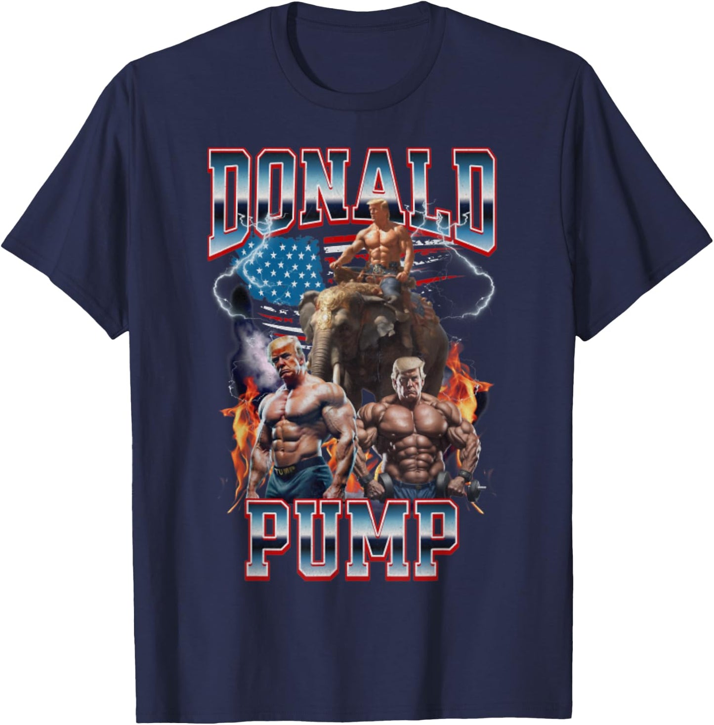 Donald Pump Trump Gym Pump Cover T-Shirt - T-Shirt | Navy