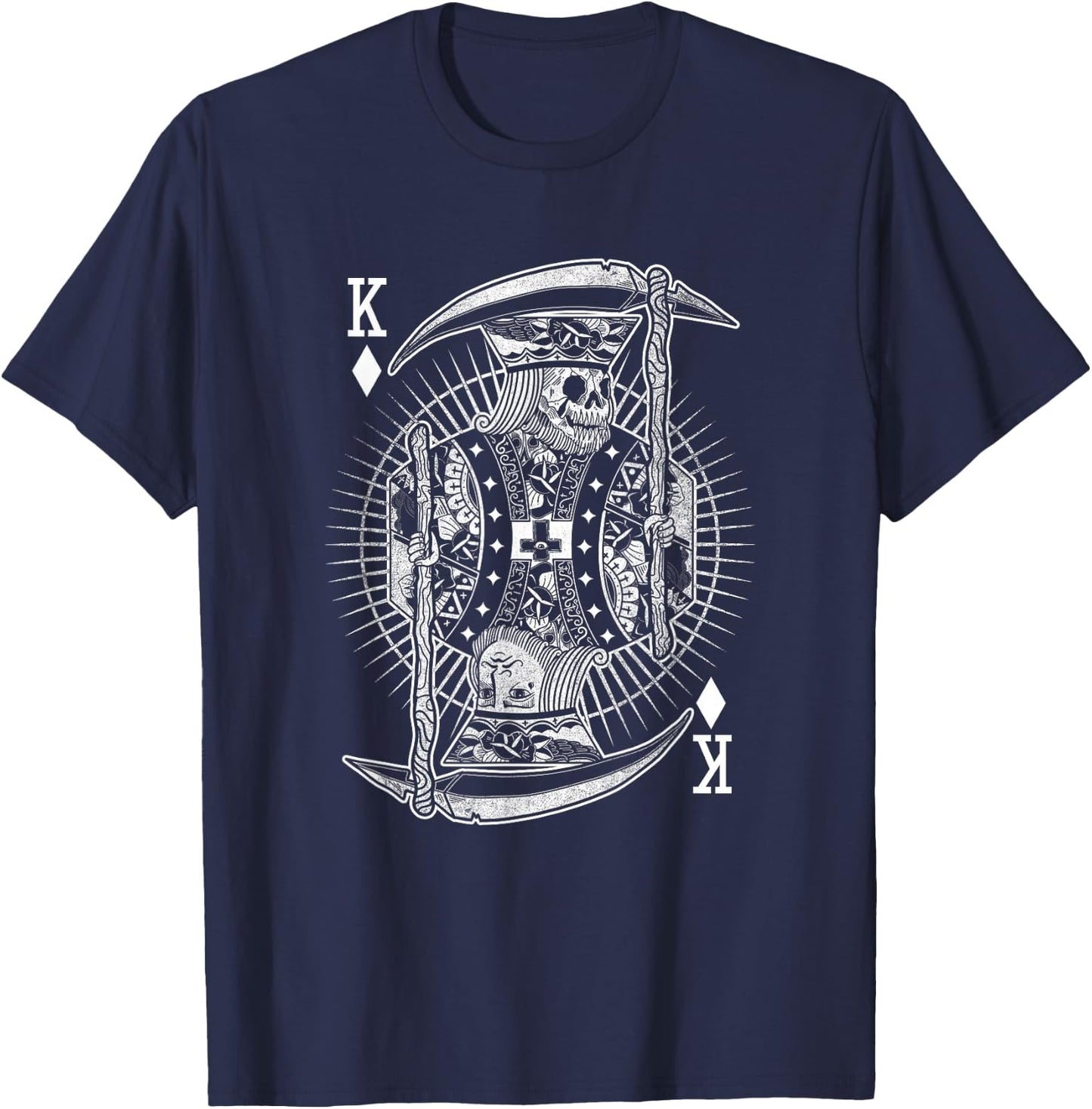 King Poker Card Skeleton Skull Goth Style Gothic Gambler T-Shirt - T-Shirt | Navy