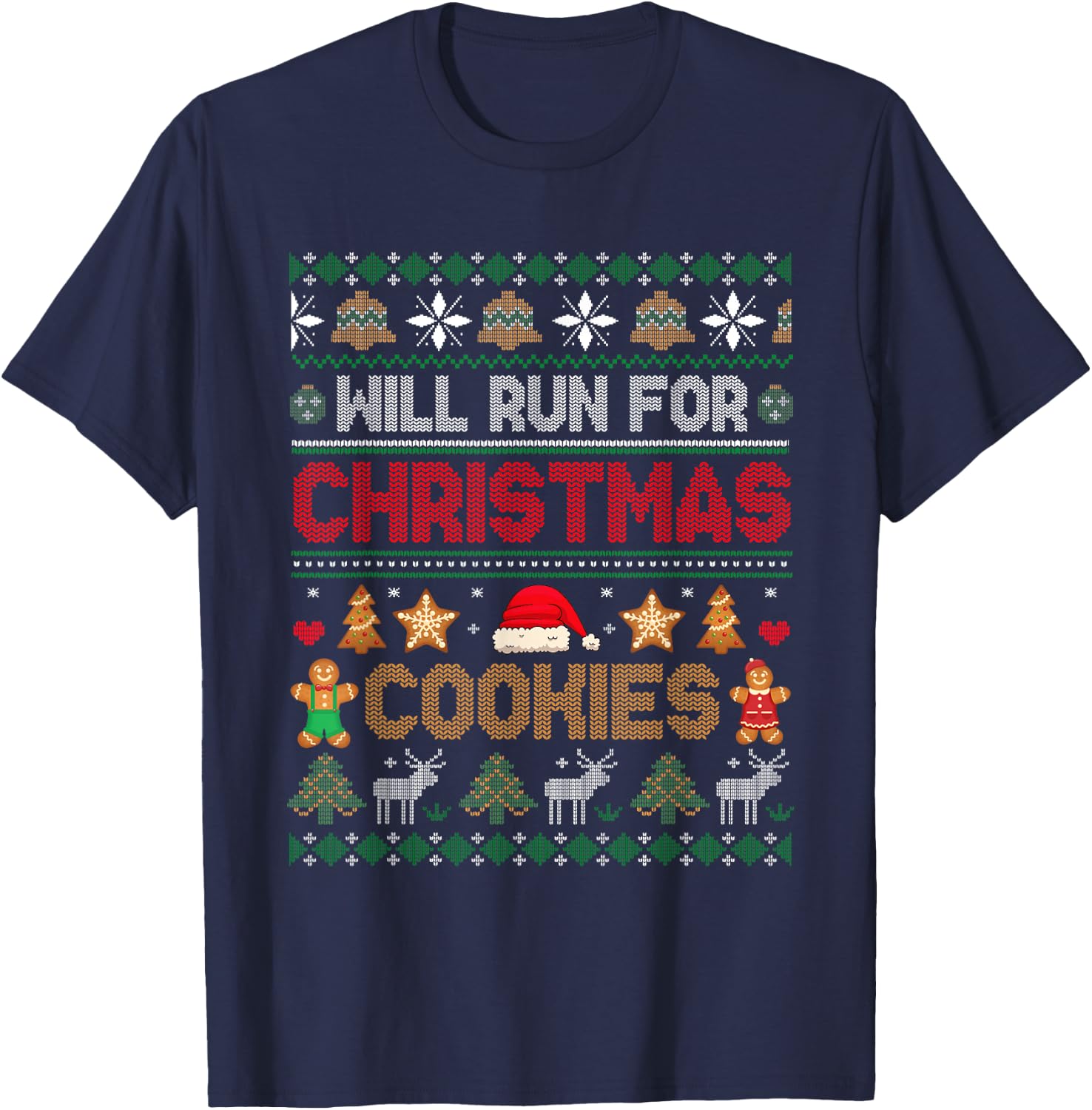 Will Run For Christmas Cookies Costume Santa Baker Drinker T-Shirt - T-Shirt | Navy