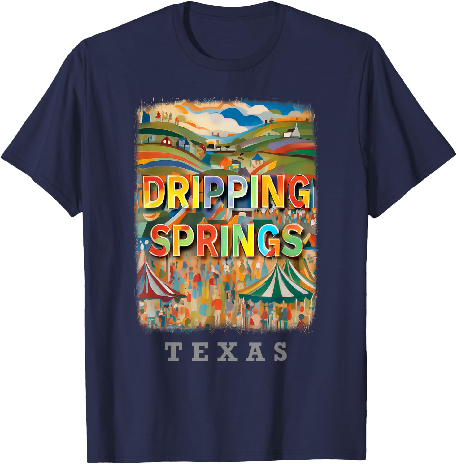 Dripping Springs Texas TX Hill Country Charm SD716 T-Shirt - T-Shirt | Navy