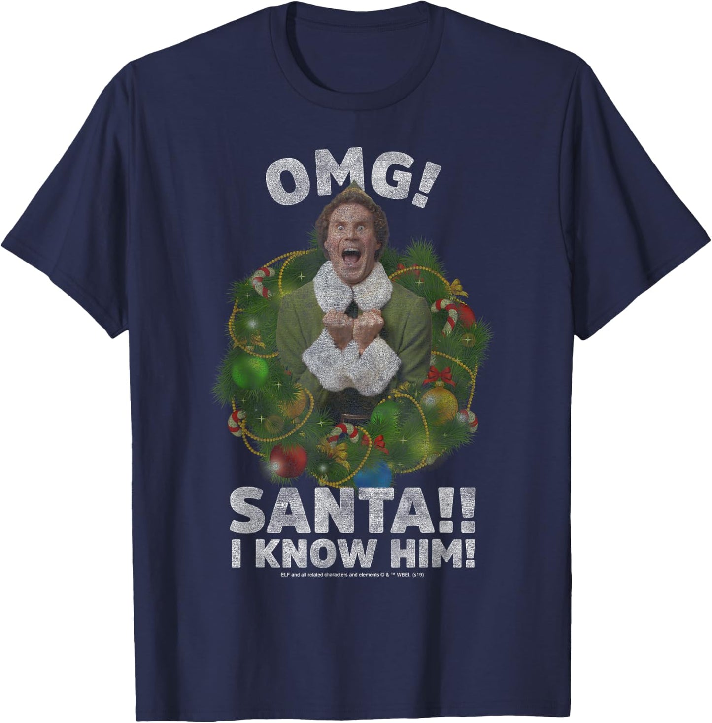 Elf Buddy OMG Santa I Know Him Vintage Joyful Poster T-Shirt - T-Shirt | Navy