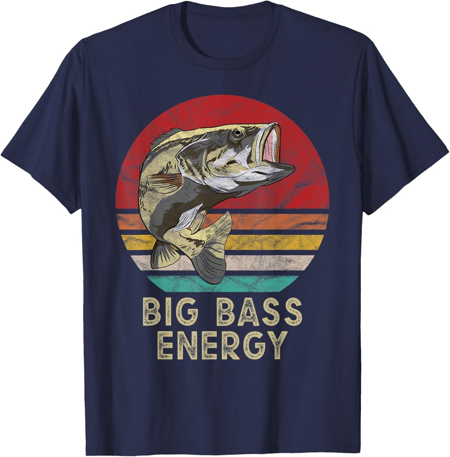 Big Fish Catching Gifts Big Bass Energy Fishing Gift T-Shirt - T-Shirt | Navy