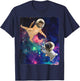 Cute Space Cat vs Pug Galaxy Epic Fight In Outer Space T-Shirt - T-Shirt | Navy